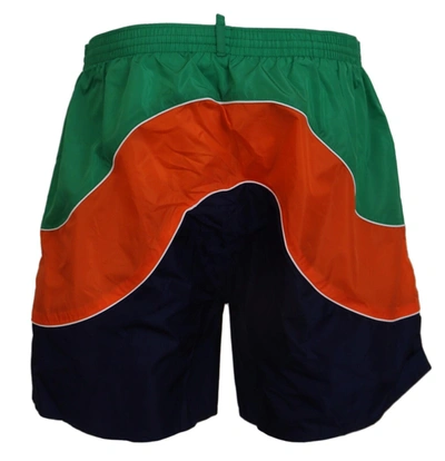 Dsquared2 Multicolor Logo Print Men Beachwear Swimwear Short In Multicolor