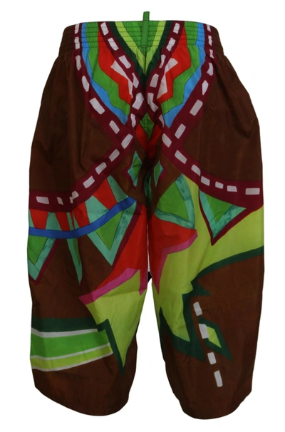 Dsquared2 Multicolor Printed Men Beachwear Shorts Swimwear In Multicolor