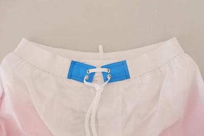 Shop Dsquared² Chic White &amp; Pink Print Swim Men's Shorts