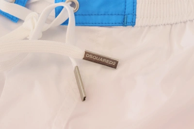 Dsquared2 White Pink Logo Print Men Beachwear Shorts Swimwear In White