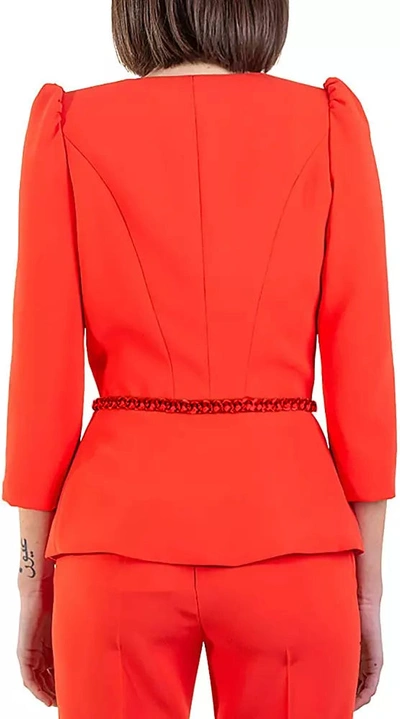 Shop Elisabetta Franchi Chic Crepe Chain-waist Jacket In Women's Pink In Red