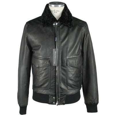 Shop Emilio Romanelli Sleek Black Leather Zip Men's Jacket