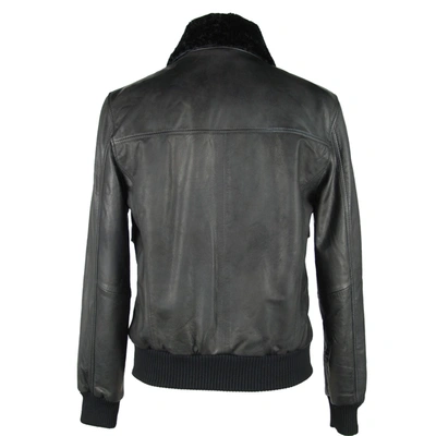 Shop Emilio Romanelli Sleek Black Leather Zip Men's Jacket