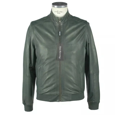 Shop Emilio Romanelli Emerald Elegance Leather Men's Jacket In Green