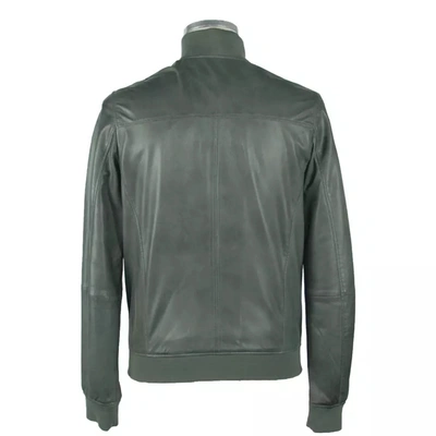 Shop Emilio Romanelli Elegant Green Leather Men's Jacket