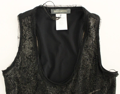 Shop Ermanno Scervino Black Nylon Lace Detail Mini Women's Dress