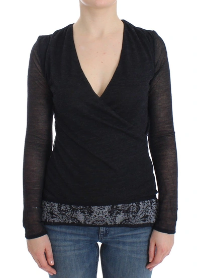 Shop Ermanno Scervino Deep V-neck Black Wool Blend Women's Sweater