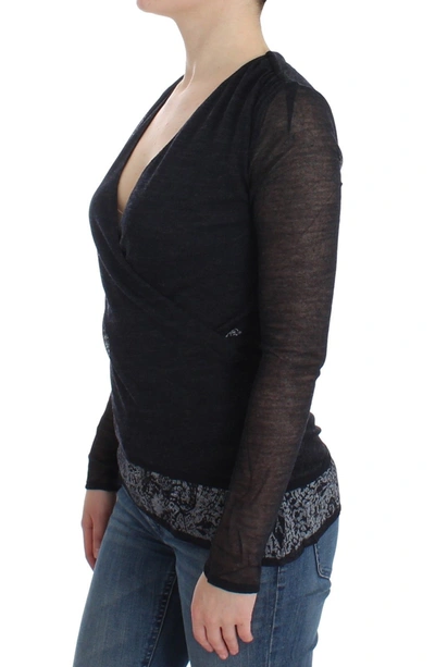 Shop Ermanno Scervino Deep V-neck Black Wool Blend Women's Sweater
