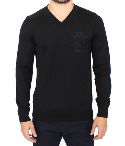 Shop Ermanno Scervino Elegant Black V-neck Wool Blend Men's Sweater