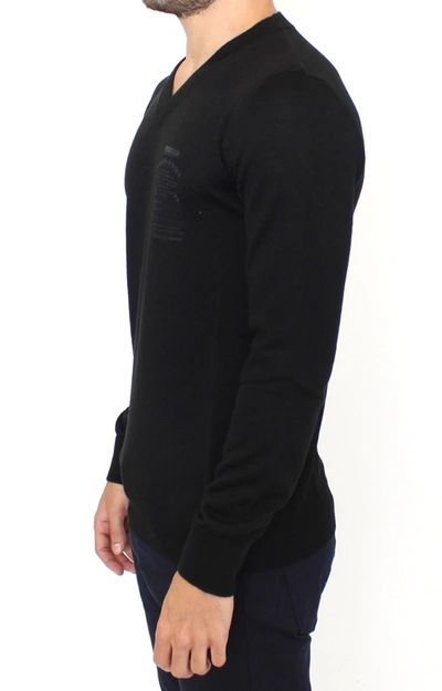 Shop Ermanno Scervino Elegant Black V-neck Wool Blend Men's Sweater