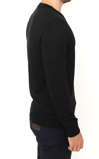 Shop Ermanno Scervino Elegant Black V-neck Wool Blend Men's Sweater