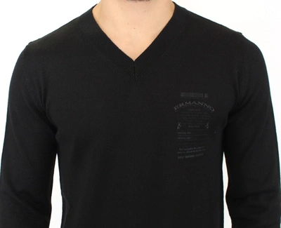 Shop Ermanno Scervino Elegant Black V-neck Wool Blend Men's Sweater