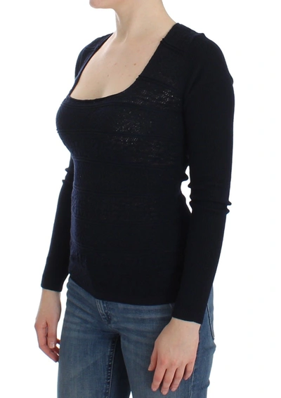 Ermanno Scervino Women   Knitted Wool Stretch Sweater Top In Blue