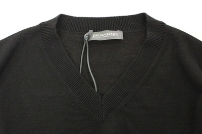 Shop Ermanno Scervino Elegant Black V-neck Wool Blend Men's Sweater