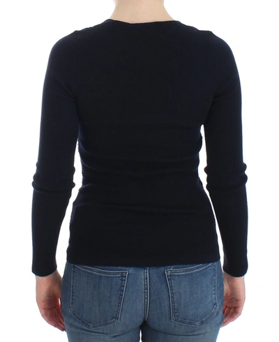 Ermanno Scervino Women   Knitted Wool Stretch Sweater Top In Blue
