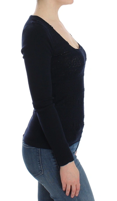 Ermanno Scervino Women   Knitted Wool Stretch Sweater Top In Blue