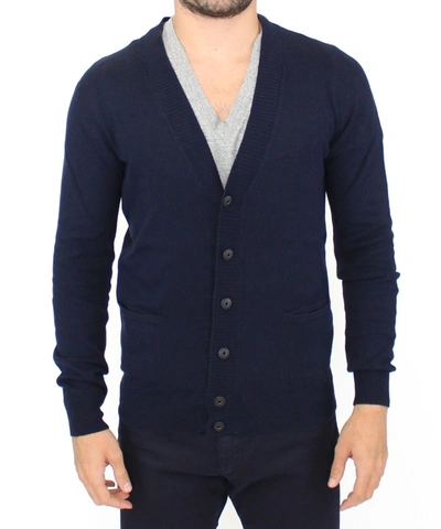 Shop Ermanno Scervino Chic Blue Wool Blend Cardigan Men's Sweater