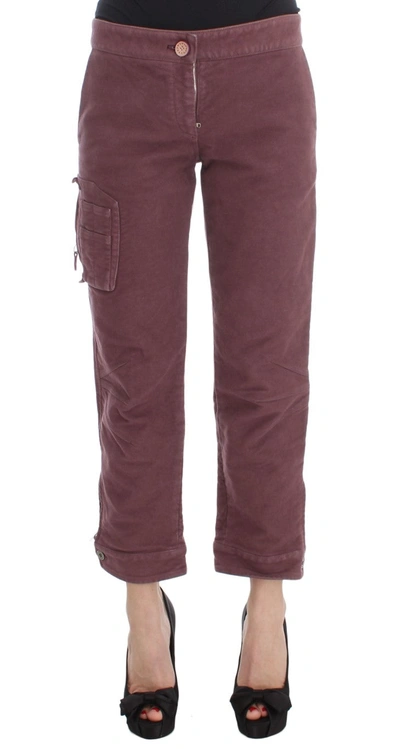 Shop Ermanno Scervino Bordeaux Cotton Cropped Cargo Women's Pants