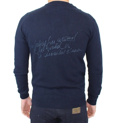 Shop Ermanno Scervino Chic Blue Wool Blend Cardigan Men's Sweater