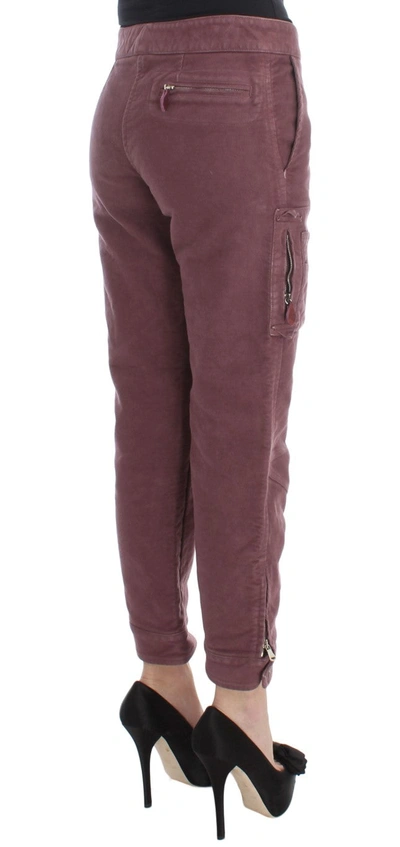 Shop Ermanno Scervino Bordeaux Cotton Cropped Cargo Women's Pants