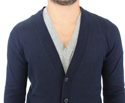 Shop Ermanno Scervino Chic Blue Wool Blend Cardigan Men's Sweater