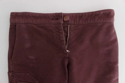 Shop Ermanno Scervino Bordeaux Cotton Cropped Cargo Women's Pants