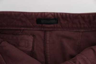 Shop Ermanno Scervino Bordeaux Cotton Cropped Cargo Women's Pants