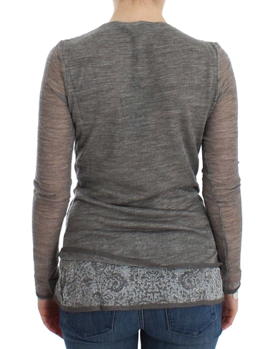 Shop Ermanno Scervino Elegant Gray Wool Blend Deep V-neck Women's Sweater