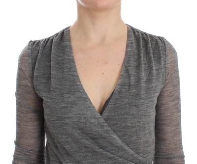 Ermanno Scervino Women   Wool Blend Stretch Long Sleeve Sweater In Gray