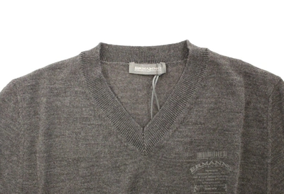 Shop Ermanno Scervino Chic Gray V-neck Wool Blend Pullover Men's Sweater