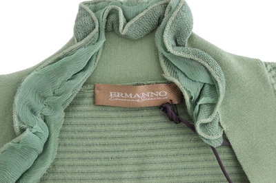 Shop Ermanno Scervino Elegant Green Striped Wool Blend Women's Sweater