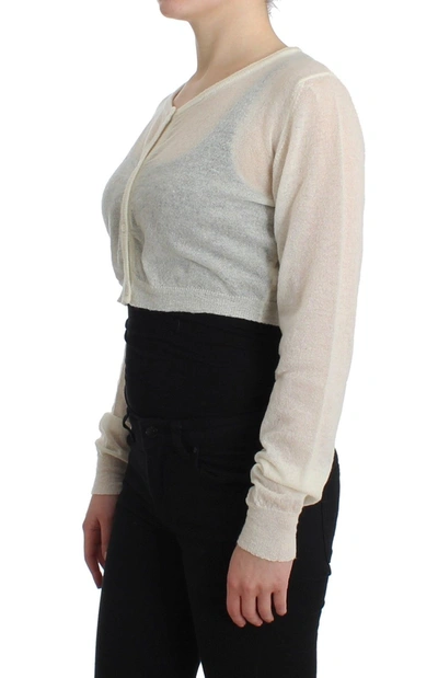 Shop Ermanno Scervino Chic Cropped Alpaca Blend Women's Sweater In White