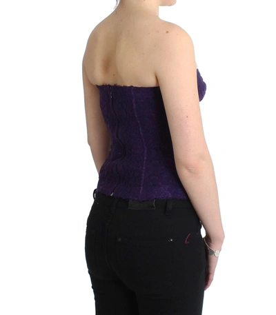 Ermanno Scervino Women  Purple Lingerie Corset Bustier Top Floral Lace In Purple