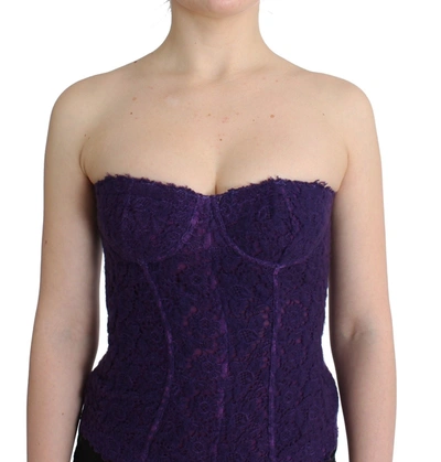 Ermanno Scervino Women  Purple Lingerie Corset Bustier Top Floral Lace In Purple