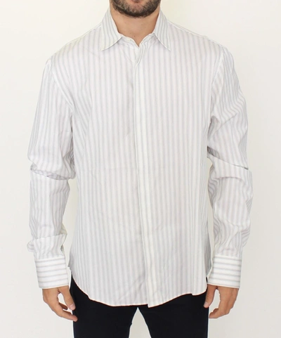 Shop Ermanno Scervino Elegant Striped Cotton Casual Men's Shirt In White