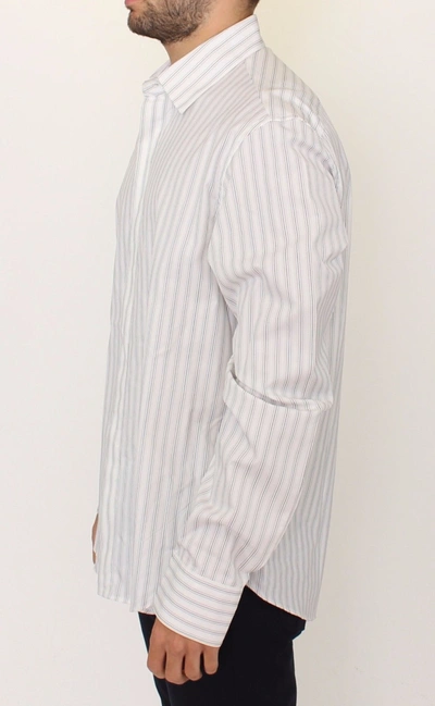 Shop Ermanno Scervino Elegant Striped Cotton Casual Men's Shirt In White