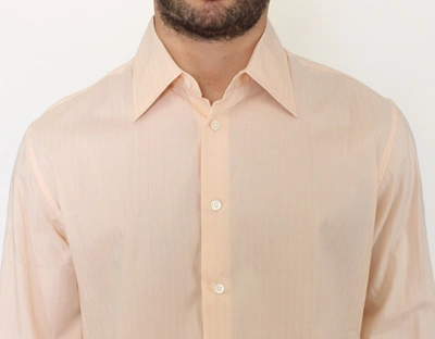 Shop Ermanno Scervino Sunset Hues Striped Cotton Men's Shirt In Orange