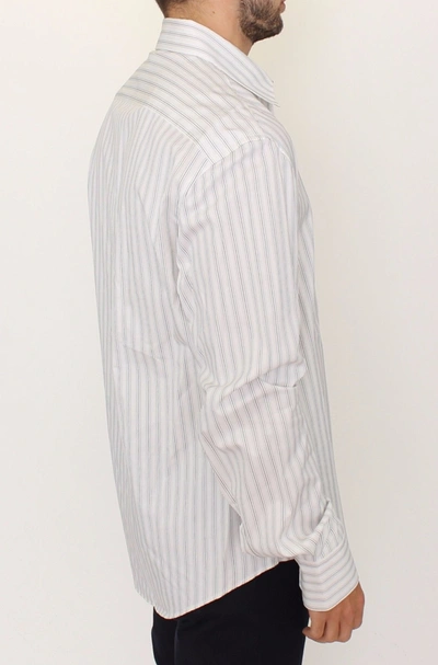 Shop Ermanno Scervino Elegant Striped Cotton Casual Men's Shirt In White