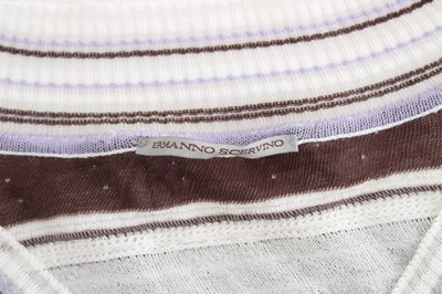 Shop Ermanno Scervino Striped V-neck Knit Top With Lace Women's Hem In Multicolor