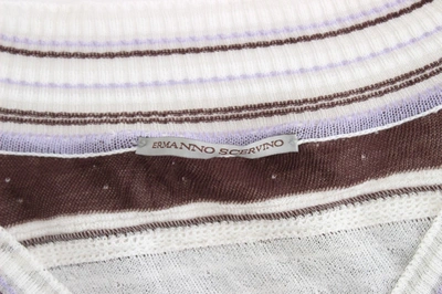 Ermanno Scervino Women  Striped Lace V-neck Short Sleeve Top Sweater In Multicolor
