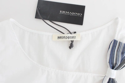 Shop Ermanno Scervino Elegant Cotton-blend Bow Women's Top In White