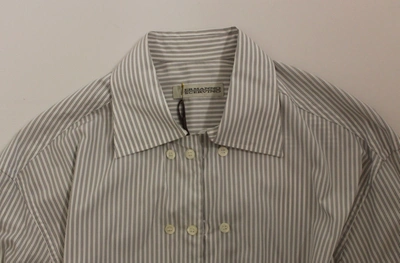 Shop Ermanno Scervino Elegant White And Gray Striped Cotton Men's Shirt