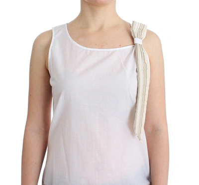 Shop Ermanno Scervino Elegant White Bow-detailed Sleeveless Women's Top