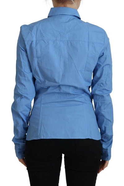 Shop Ferre' Ferre Elegant Blue Cotton Long Sleeve Polo Women's Top