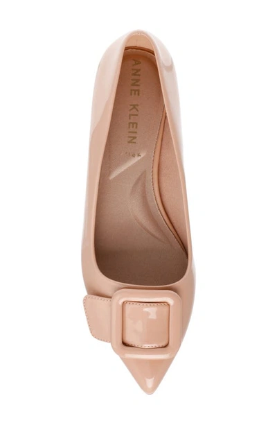 Shop Anne Klein Kalea Pointy Toe Flat In Natural Patent