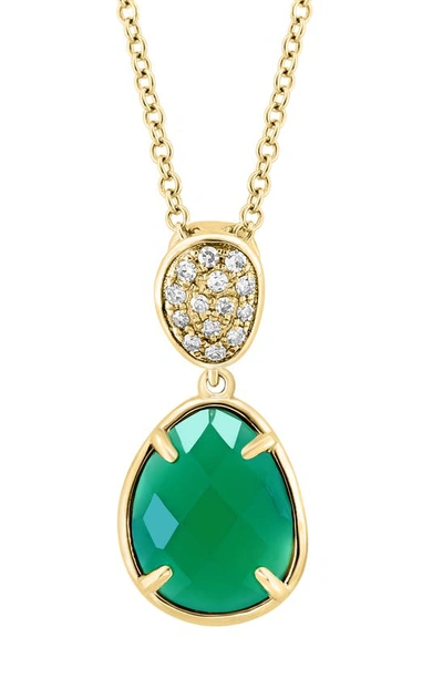 Shop Effy 14k Yellow Gold Pavé Diamond & Green Onyx Pendant Necklace