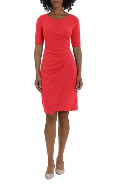 Shop Maggy London Faux Wrap Sheath Dress In Racing Red