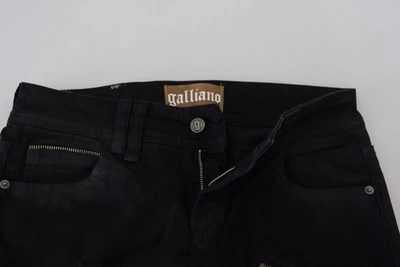 Shop John Galliano Black Cotton Mid Waist Skinny Slim Fit Denim Women's Jeans