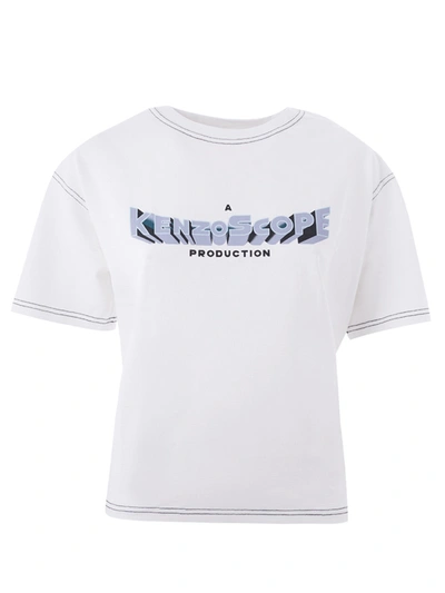Shop Kenzo Chic White Cotton Tee With Iconic Women's Print