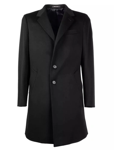 Shop Made In Italy Elegant Black Virgin Wool Men's Men's Coat